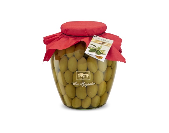 Casa Rinaldi Grüne große Oliven mit Stein La Gigante in Salzlake 3190 g
